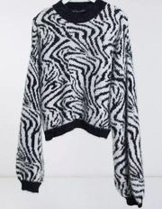 ASOS Wednesday's Girl Zebra Print Sweater Women's Small
