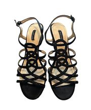 Alex Marie Women’s 8.5 Black Strappy Open Toed High Heels