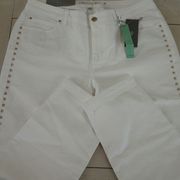 Women’s Jeans Boyfriend White Denim Jean Tuxedo Bling