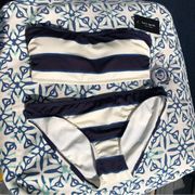 NEW Wide Awning Stripe Bandeau Kate Spade Bikini Set XS