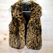 JACK by BB DAKOTA Women's Leopard Print Faux Fur Open Front Vest Size M