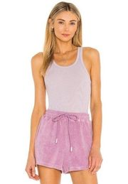 Pam & Gela Skinny Rib Tank Top in Lavender Small