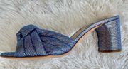 RARE CASADEI Blue Sparkle Puffy Knot Chunky Open Toe Heeled Sandal Heel Size 37