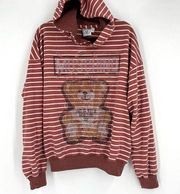 Moschino Couture Womens Striped Teddy Bear Hoodie Sweatshirt Sequins Size Medium