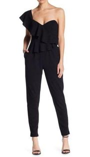 Alexia Admor Synthetic One-shoulder Ruffle Jumpsuit in‎ Black Womens Size 4
