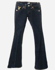 True Religion Gold Foil Flap Pocket Joey Flare Jeans Size 25