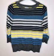 Joseph A Striped 3/4 Sleeve Sweater Size M Petite