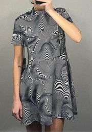 Cid Mini Dress in Black & White Optic NWT