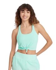 Blue Tie Front Athletic Cropped Tank Top Size Medium