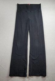 Bally Total Fitness Womens Leggings Sz M Black High Waist Foldover Wideleg Y2K