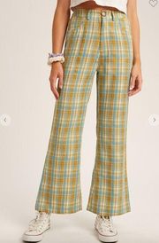 LISTICLE PLAID ELKE PANTS SIZE MEDIUM WIDE LEG