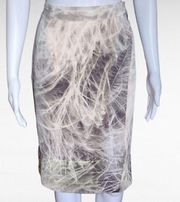 Simply Vera Gray Ivory Whimsical Print Chiffon Wrap Skirt Size Medium