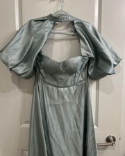 Sage Green Sparkles Ball Gown Dress