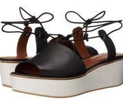 Lucky brand Jaxson Black Leather Tie Back Foam Platform Sandals