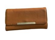 Brown Leather Wallet with Gold Accent