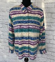 Alfred Dunner button up longsleeve collared blouse multicolor sz 18P