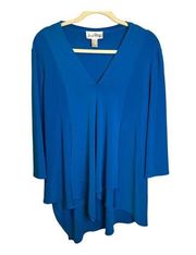 Blouse Women's Size US 12 UK 14 tunic tiered blue