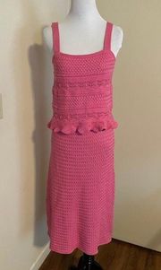 Square Neck Sleeveless Crochet Sweater Tank With Matching Skirt Set