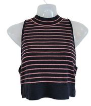 Victoria's Secret  Striped High Neck Sleeveless Ribbed Sweater Cropped Top XL