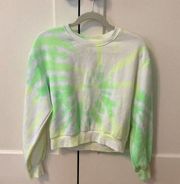 C'est Toi Green and White Tie Dye Cropped Sweatshirt NWT L