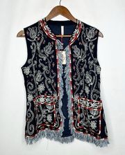 RAGA Navy Embroidered Vest NWT in Small