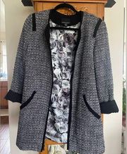 Open Closure Tweed Coat