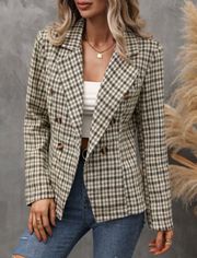 Plaid Double Breasted Blazer