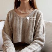 ZARA Wool Rib Knit Sweater In Oatmeal