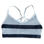 Lorna Jane Womens White Black Mesh V Neck Athletic Sports Bra Size Small