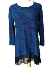 Cupio blue marbled sweater with black trim