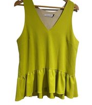 Askari green shirt lime color large lined peplum blouse