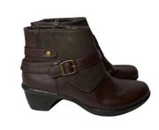 NEW Womens Easy Street Amanda Buckle Faux Brown Leather Ankle Boots Booties Sz 7