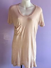 ALTERNATIVE Silk Blend Dusty Rose Short Sleeve Scoop Neck  T-Shirt Size L/XL