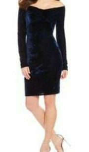 Chelsea & Violet NWT Stunning Deep Blue Velvet Midi Dress Size Medium