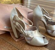 Miu Miu | Silk Bow Curved Heels Silver Size 37.5