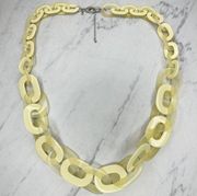 Lane Bryant Chunky Cream Plastic and Silver Tone Chain Link Statement Necklace