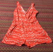 DEEP V CUT ORANGE STRIPED ROMPER