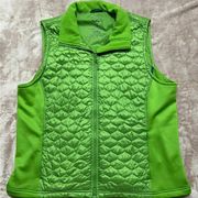 LL Bean Vest Womens 1X Green Quilted Zipper Hand Pockets Thinsulate