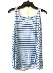 Draper James Womens Blue White Striped Scoop Neck Tank Top Stretch Size Large