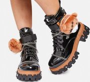 Koi Footwear Hallucinations Scares Teddy Bear Boots Black Brown Women's Size 7