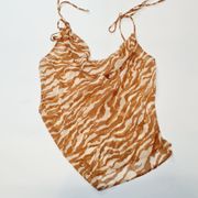 Camila Coelho Tati Cowl Cami in Brown Zebra