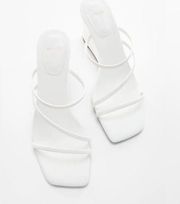 Mango Wedge Strip Sandals in white size 36 excellent condition