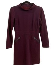 Nordstrom maroon Cobalt Geometric Long Sleeve Knit Dress 4P