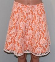 NWT Womens Romeo & Juliet Couture Pleated Orange W/ White Lace Skirt Sz L Large