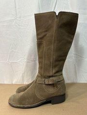 Clarks Derby Palace Brown Suede Leather Tall Riding Boots 34930 Sz 8