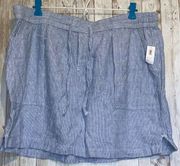 Women's Old Navy Linen Blend Blue & White Striped Drawstring Waist Skirt Size XL