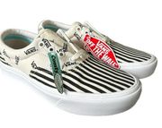 Vans  pinstriped shoes sneakers era black logo marshmallow size 7.5 w men’s 6 NEW