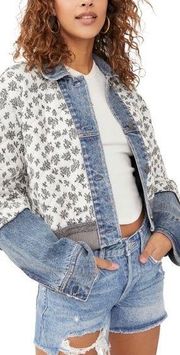 NEW FREE PEOPLE Ditsy Denim Quilted Jacket Size M/L