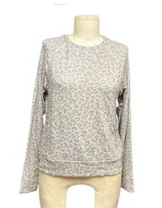 Beyond Yoga Leopard Favorite Hacci Raglan Cropped Pullover Gray Size XS