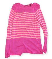 525 America Pink Orange Striped Long Sleeve Sweater